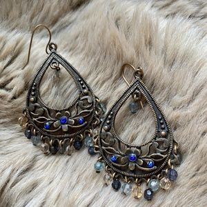 Aged bronze and Sapphire earrings